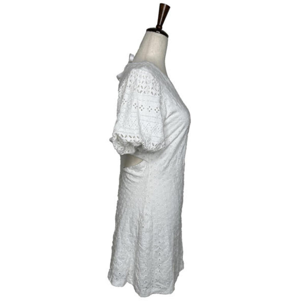 Free People Apricot Rose XS Embroidered Eyelet Tie Back Mini A Line Dress White - Picture 5 of 8